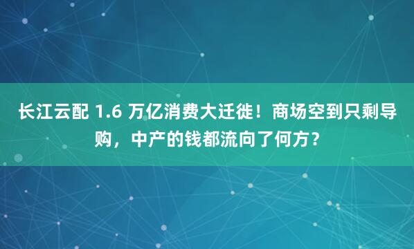 长江云配 1.6 万亿消费大迁徙！商场空到只剩导购，中产的钱都流向了何方？